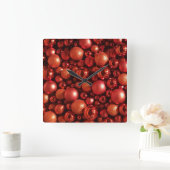 Kerstdecoratie Rode Baubles Vierkante Klok (Huis)