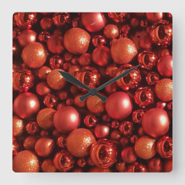 Kerstdecoratie Rode Baubles Vierkante Klok