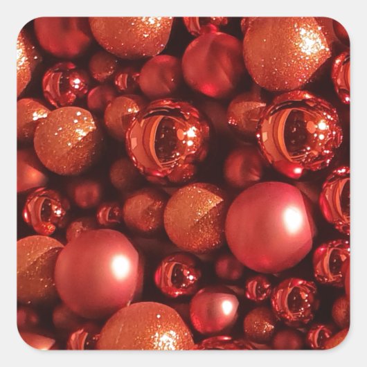 Kerstdecoratie Rode Baubles Vierkante Sticker (Voorkant)