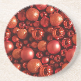 Kerstdecoratie Rode Baubles Zandsteen Onderzetter