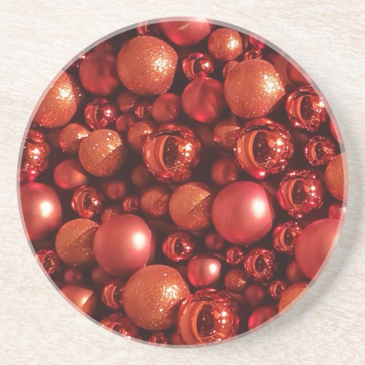 Kerstdecoratie Rode Baubles Zandsteen Onderzetter (Voorkant)