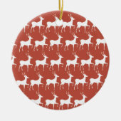 Kerstdecoratie Rode Rendieren Keramisch Ornament (Voorkant)