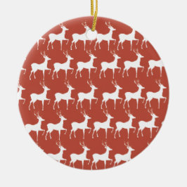 Kerstdecoratie Rode Rendieren Keramisch Ornament