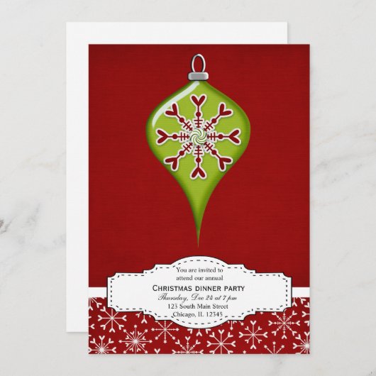 Kerstdecoratie (rood) kaart (Voorkant / Achterkant)