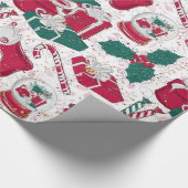 Kerstdecoratie rood wit  cadeaupapier (Hoek)