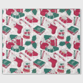Kerstdecoratie rood wit  cadeaupapier (Vlak)