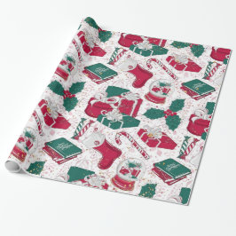 Kerstdecoratie rood wit cadeaupapier