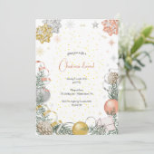 Kerstdecoratie sneeuwvlokken diner kaart (Staand voorkant)