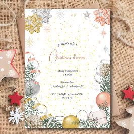 Kerstdecoratie sneeuwvlokken diner kaart