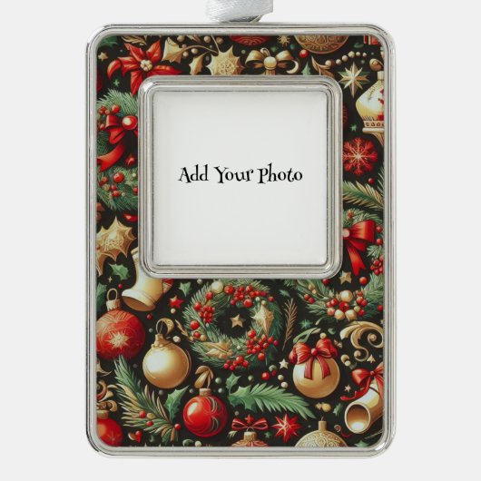 kerstdecoratie verzilverd omlijst ornament (Voorkant)