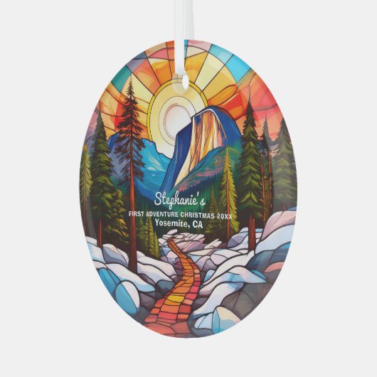 Kerstdecoratie Yosemite California Adventure Hike Glas Ornament (Voorkant links)