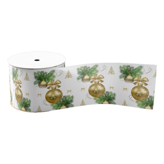 Kerstdecoratief lint, goudzalen grosgrain lint (Spoel)