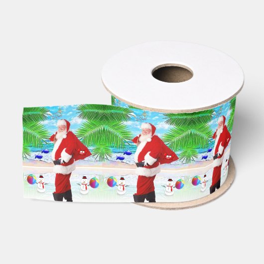 Kerstdecoratief lint, Kerstman Grosgrain Lint (Spoel)