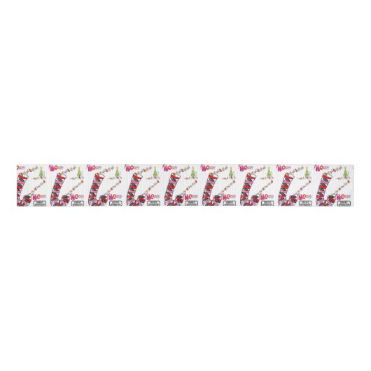 kerstdecoratief lint, meow-kittens-riet grosgrain lint (Voorkant)