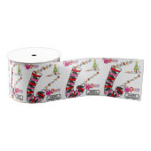 kerstdecoratief lint, meow-kittens-riet grosgrain lint (Spoel)
