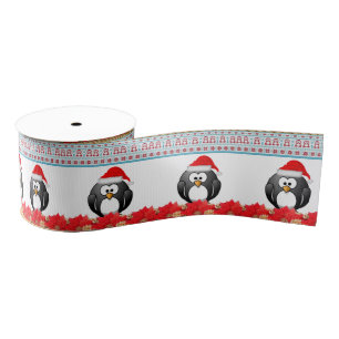 kerstdecoratief lint, pinguïn grosgrain lint