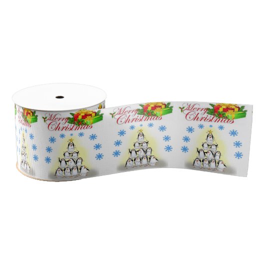 kerstdecoratief lint, pinguïn grosgrain lint (Spoel)