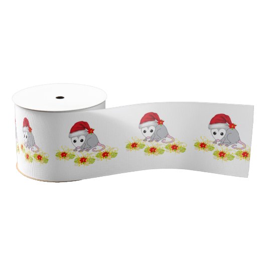 kerstdecoratief lint, Possum Floral Grosgrain Lint (Spoel)