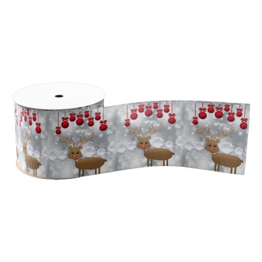 Kerstdecoratief lint, rendiertje grosgrain lint (Spoel)
