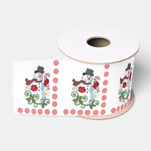 Kerstdecoratief lint, Snowman Grosgrain Lint (Spoel)