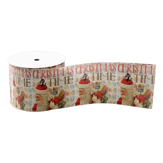kerstdecoratief lint, vrolijk kerstfeest grosgrain lint (Spoel)