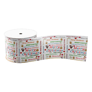 kerstdecoratief lint, vrolijk kerstfeest grosgrain lint