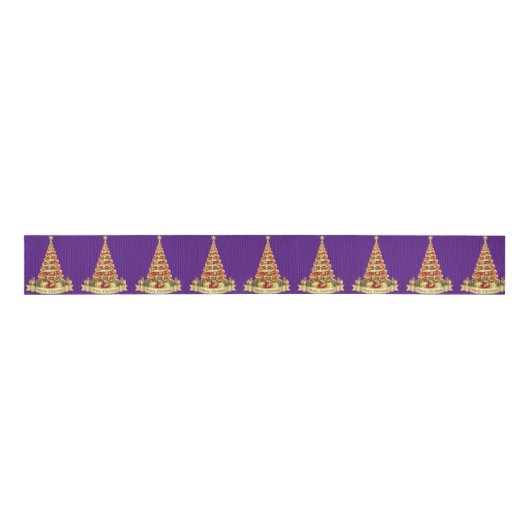 kerstdecoratief lint, vrolijk kerstfeest grosgrain lint (Voorkant)