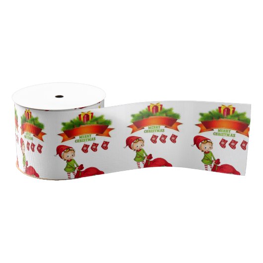 kerstdecoratief lint, vrolijk kerstfeest grosgrain lint (Spoel)
