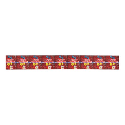 kerstdecoratief lint, vrolijk kerstfeest grosgrain lint (Voorkant)