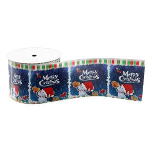 kerstdecoratief lint, vrolijk kerstfeest grosgrain lint