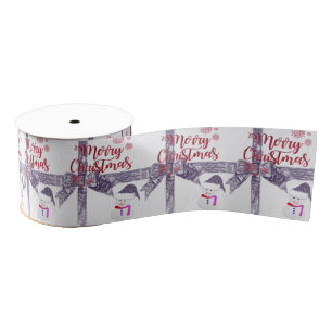 kerstdecoratief lint, vrolijk kerstfeest grosgrain lint