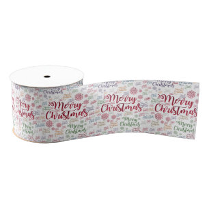 kerstdecoratief lint, vrolijk kerstfeest grosgrain lint