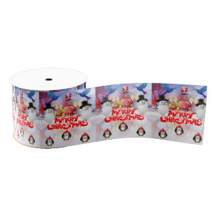 kerstdecoratief lint, vrolijk kerstfeest grosgrain lint