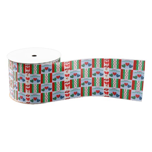 kerstdecoratief lint, vrolijk kerstfeest grosgrain lint (Spoel)