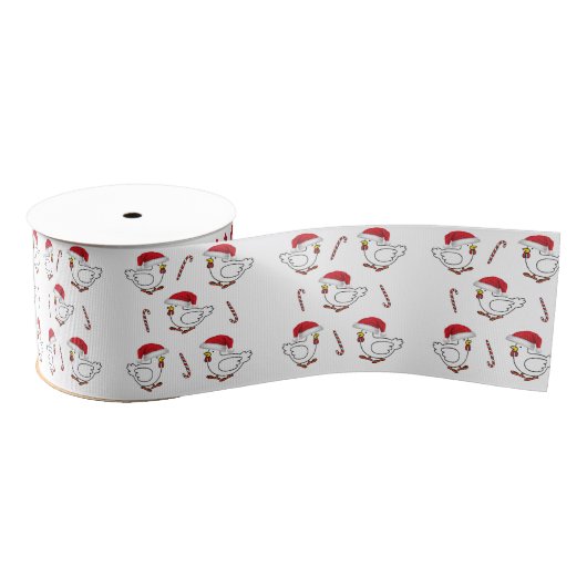 Kerstdecoratief lintje, kuikens met Santa Hat Grosgrain Lint (Spoel)