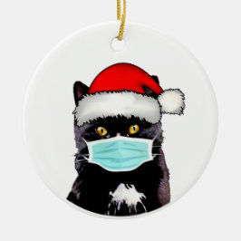kerstdecoratief tuxedo-kat-draagmasker keramisch ornament