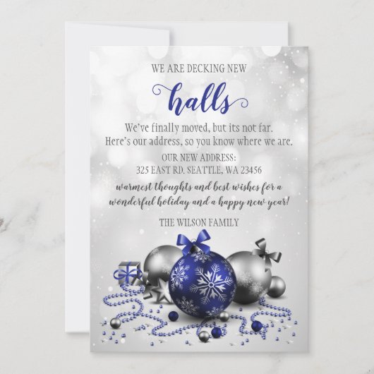 kerstdecoraties die de nieuwe zalen in beweging br feestdagenkaart (Voorkant)