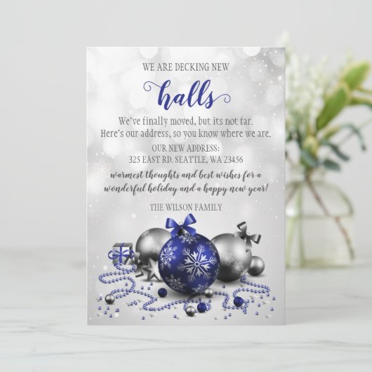 kerstdecoraties die de nieuwe zalen in beweging br feestdagenkaart (Staand voorkant)