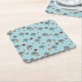 Kerstdecoraties en bomen onder sneeuw kartonnen onderzetters (Gebogen)