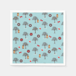 Kerstdecoraties en bomen onder sneeuw servet