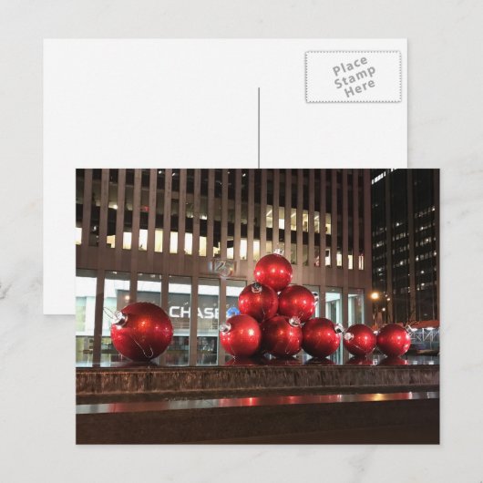 Kerstdecoraties in het Rockefeller Center, NYC Feestdagenkaart (Voorkant / Achterkant)