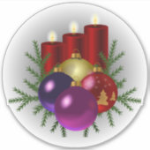 kerstdecoraties, kaarsen en blaasjes, sticker (Voorkant)