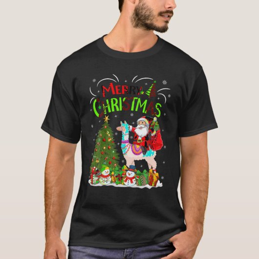 Kerstdecoraties Lichten Santa Riding Alpaca Christ T-shirt (Voorkant)