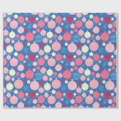 Kerstdecoraties Roze Blauw Vakantiepatroon Cadeaupapier (Vlak)
