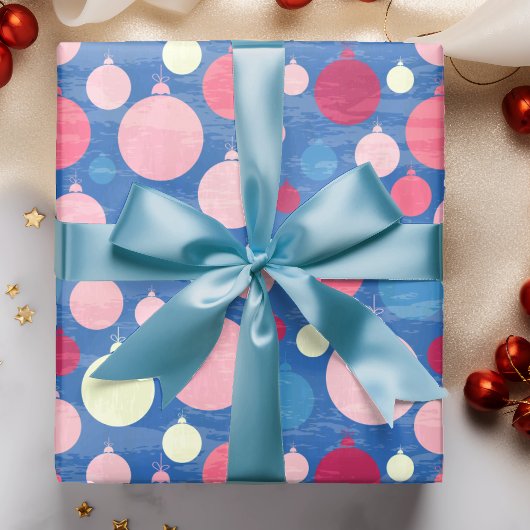 Kerstdecoraties Roze Blauw Vakantiepatroon Cadeaupapier