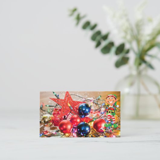 kerstdecorator aangepaste tekst Sjabloon Visitekaartje (Staand voorkant)