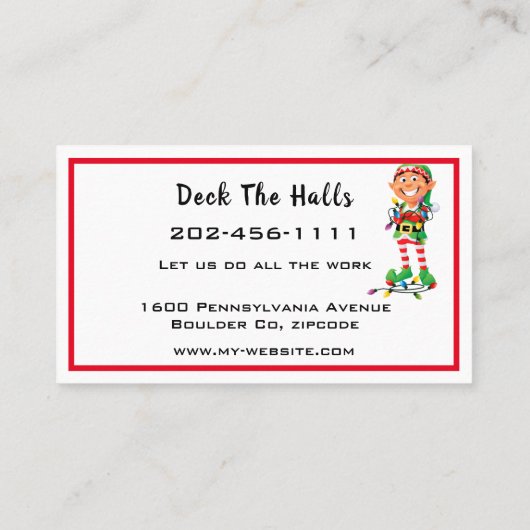 kerstdecorator aangepaste tekst Sjabloon Visitekaartje (Achterkant)