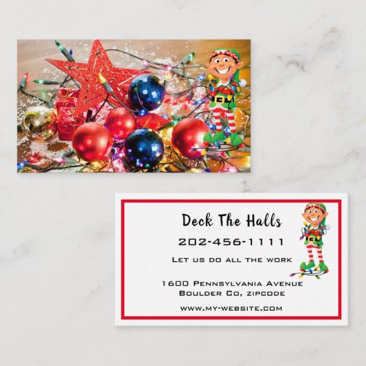 kerstdecorator aangepaste tekst Sjabloon Visitekaartje (Voorkant / Achterkant)