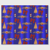 Kerstdecorpons blauw cadeaupapier (Vlak)