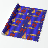 Kerstdecorpons blauw cadeaupapier (Uitgerold)